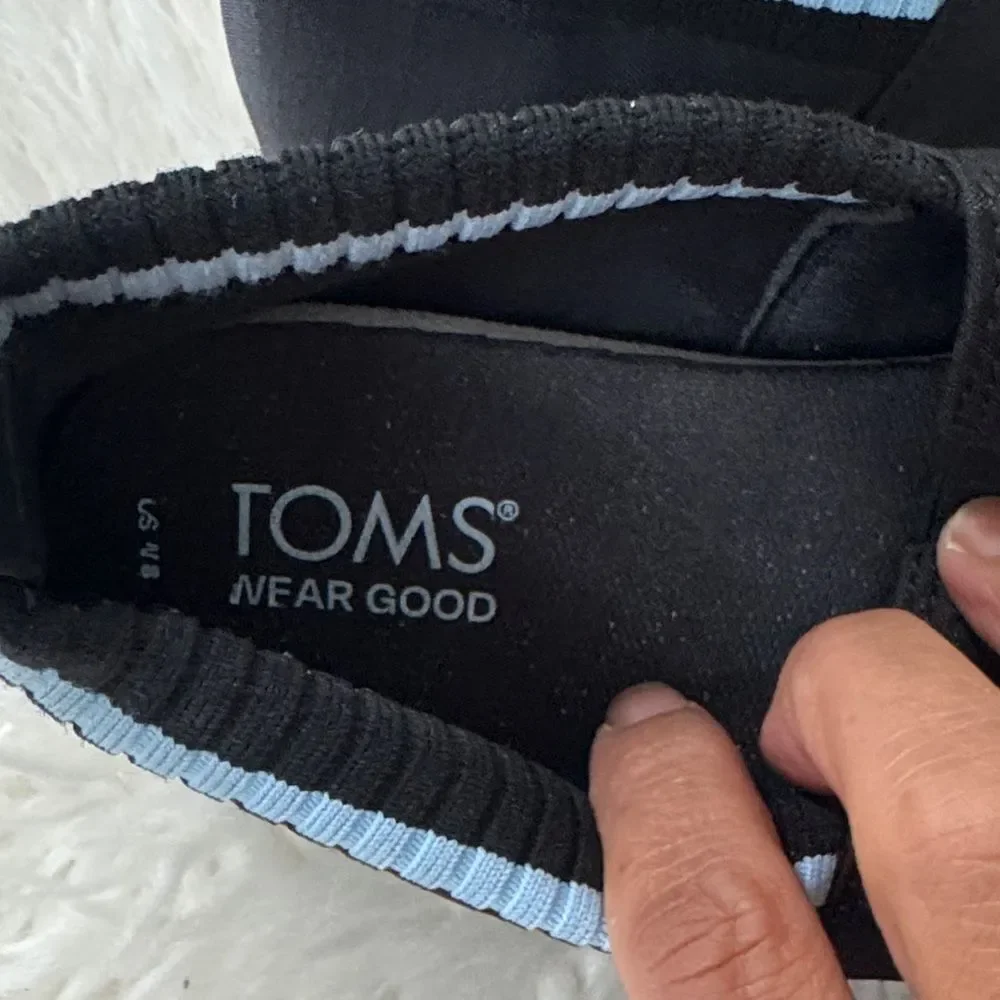 Toms Black Slip-On Sneakers Size 8